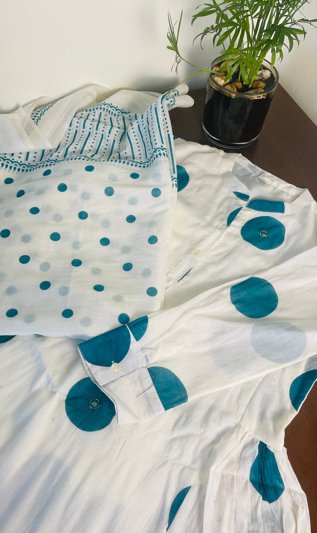 Polka Dot A-Line Mul Cotton Suit Set