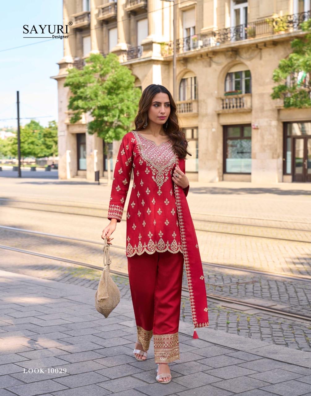 Mumtaz Ruby Souk Embroidered Festive Wear Red Suit