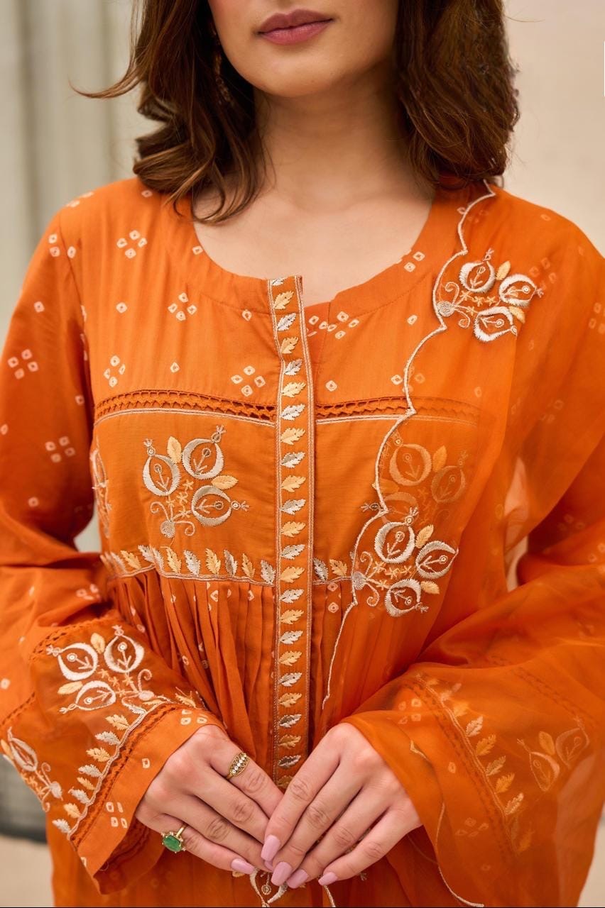 Burj Dubai Sunset Amber Glow Anarkali Suit
