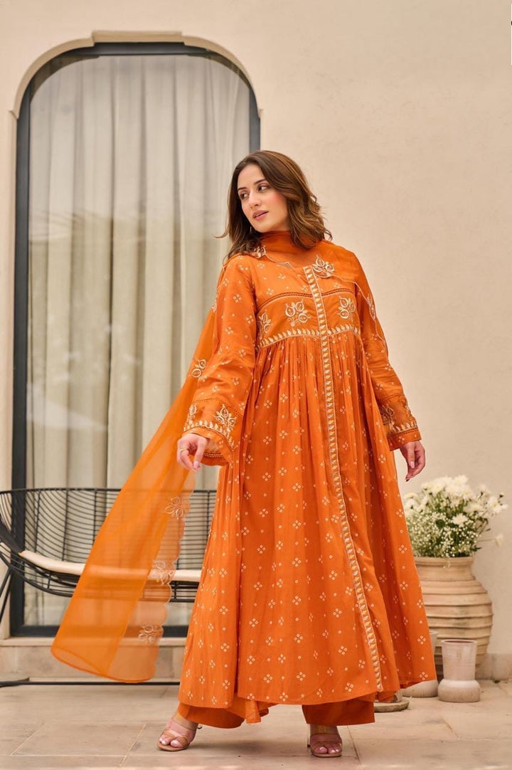 Burj Dubai Sunset Amber Glow Anarkali Suit
