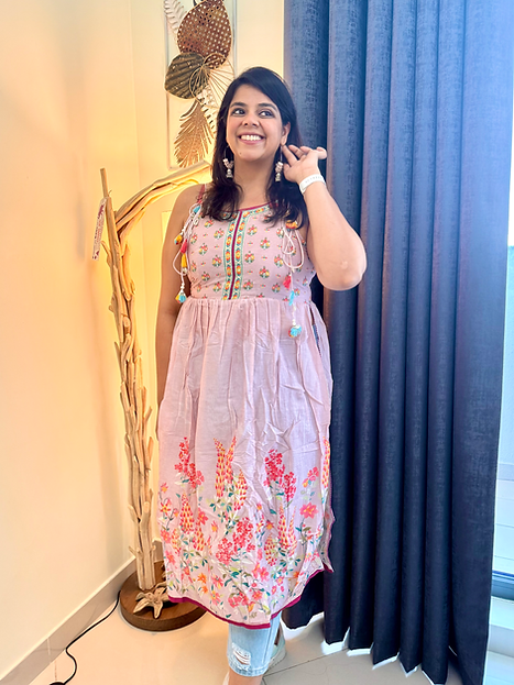 Cotton Printed Suit Set With Strings