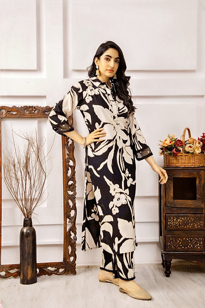 Black & Beige Summer Printed Co-ord Set