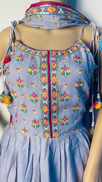 Cotton Printed Suit Set With Strings