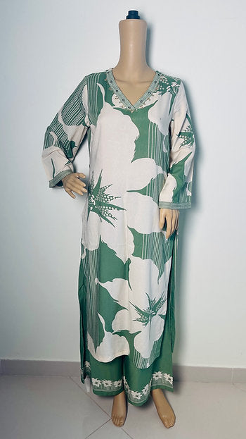 Zabeel Park Pastel Green Printed Co-ord Set