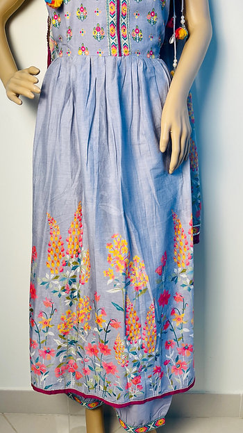 Cotton Printed Suit Set With Strings