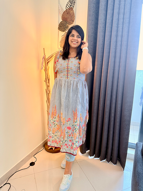 Cotton Printed Suit Set With Strings