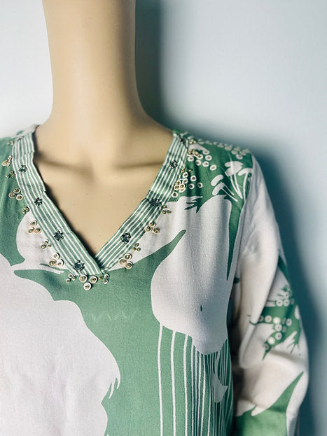 Zabeel Park Pastel Green Printed Co-ord Set