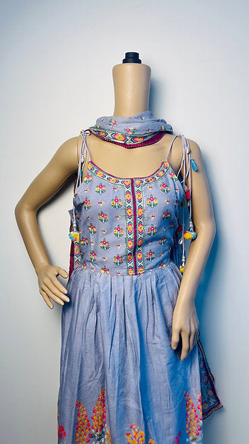 Cotton Printed Suit Set With Strings