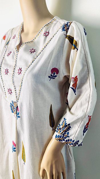 Casual Cotton Khaki Linen Feel Printed Co-ord Set