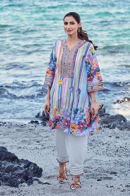 Jumeirah Bloom Breezy & Bold Printed Blue Beach Co-ord Set For Women