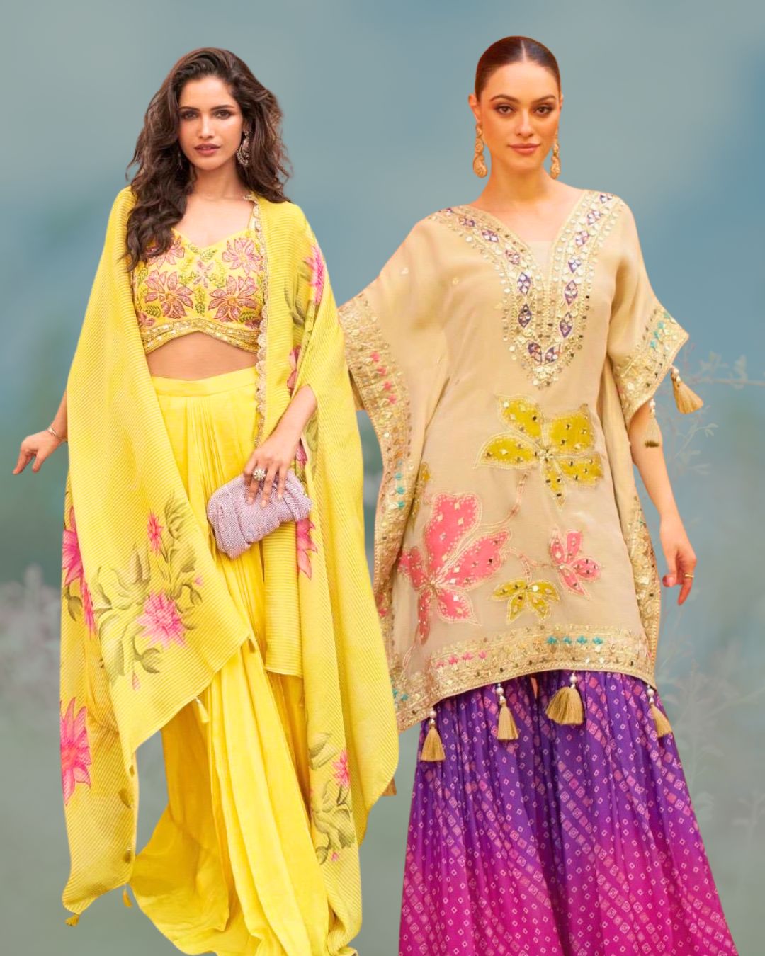 shop green Indian outfits for mehendi Dubai