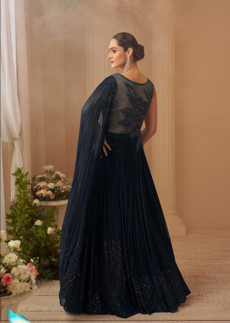 Black Wedding Special Hand Embroidered Gown