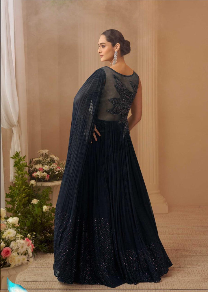 Black Wedding Special Hand Embroidered Gown