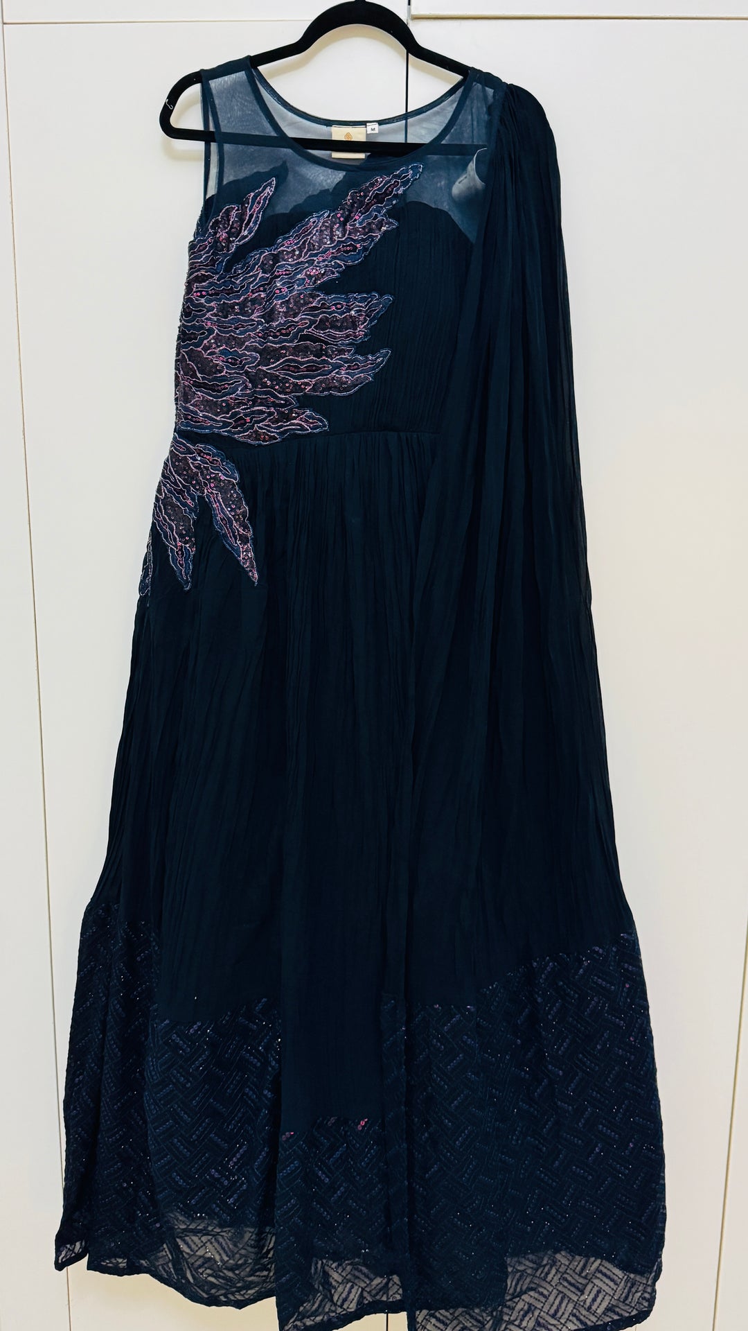 Black-Blue Wedding Special Hand Embroidered Gown