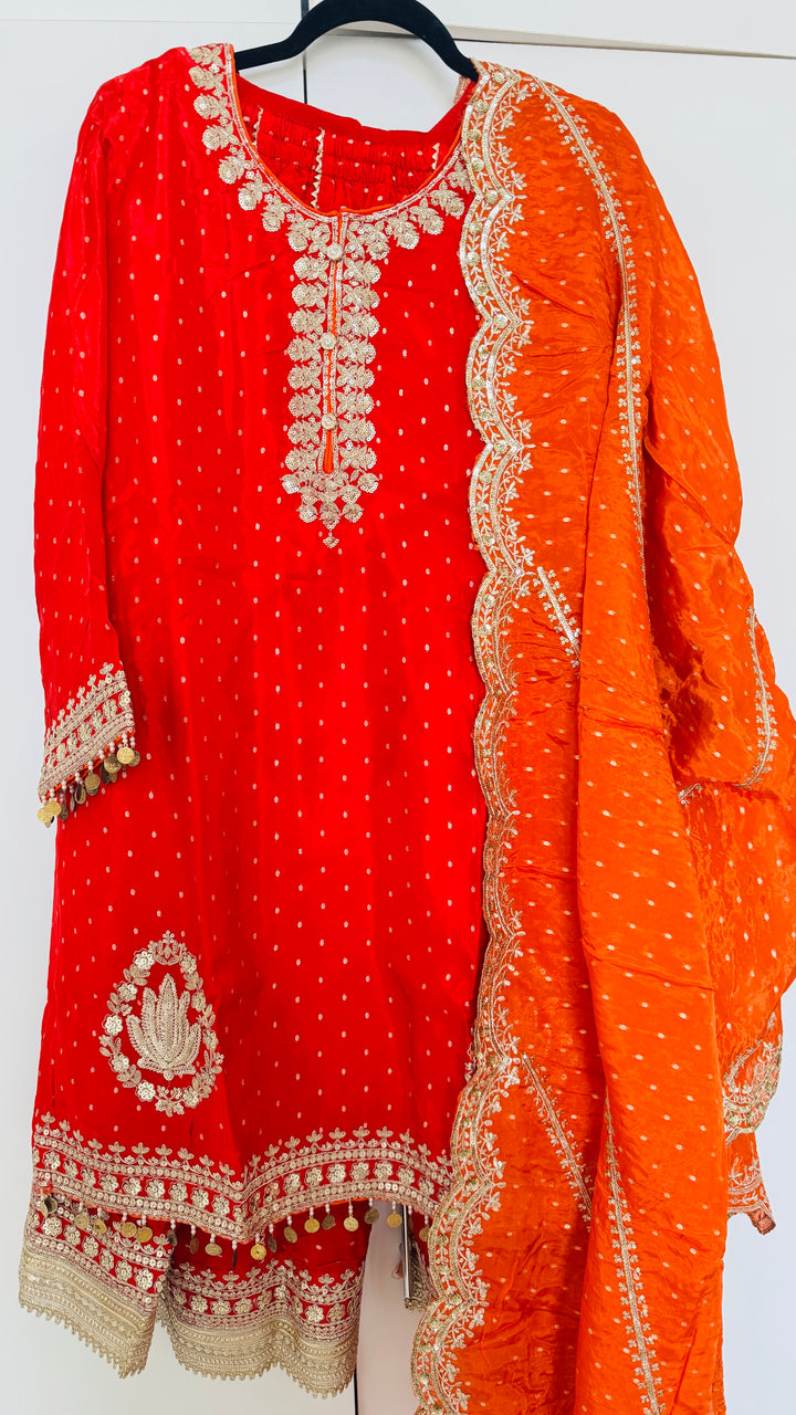 Dubai Blush Hour Embroidered  Palazzo Suit Set