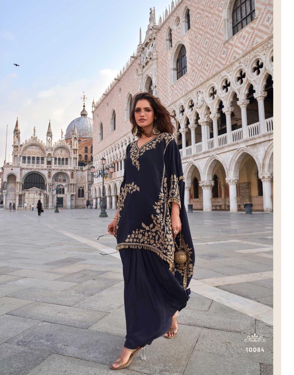 Designer Kaftan Style Drape Skirt Party Wear Set