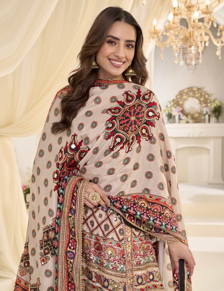 Majlis Noir Printed Palazzo Suit Set