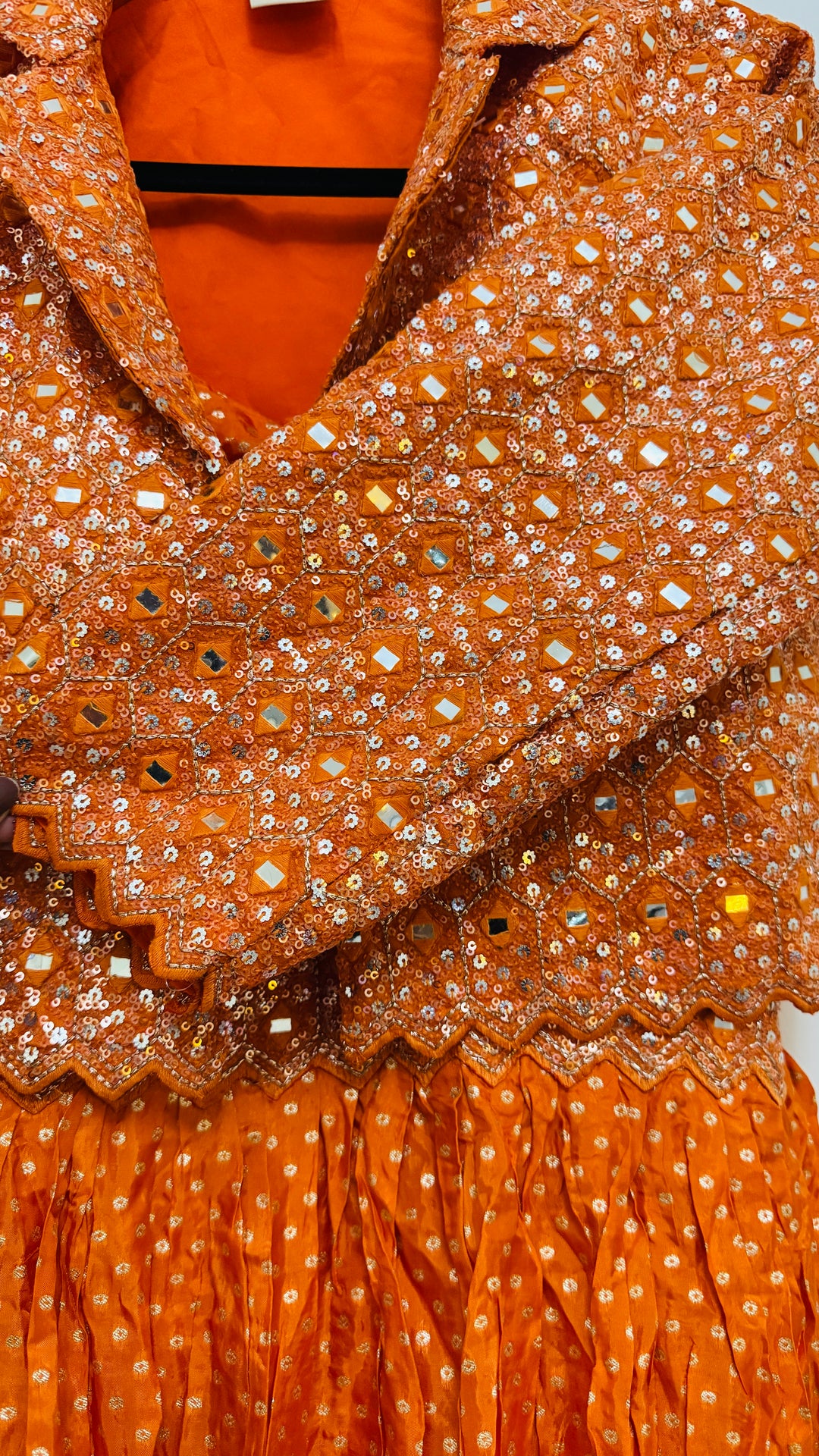 Orange Designer Wedding Gown With Jacket and Embroidery