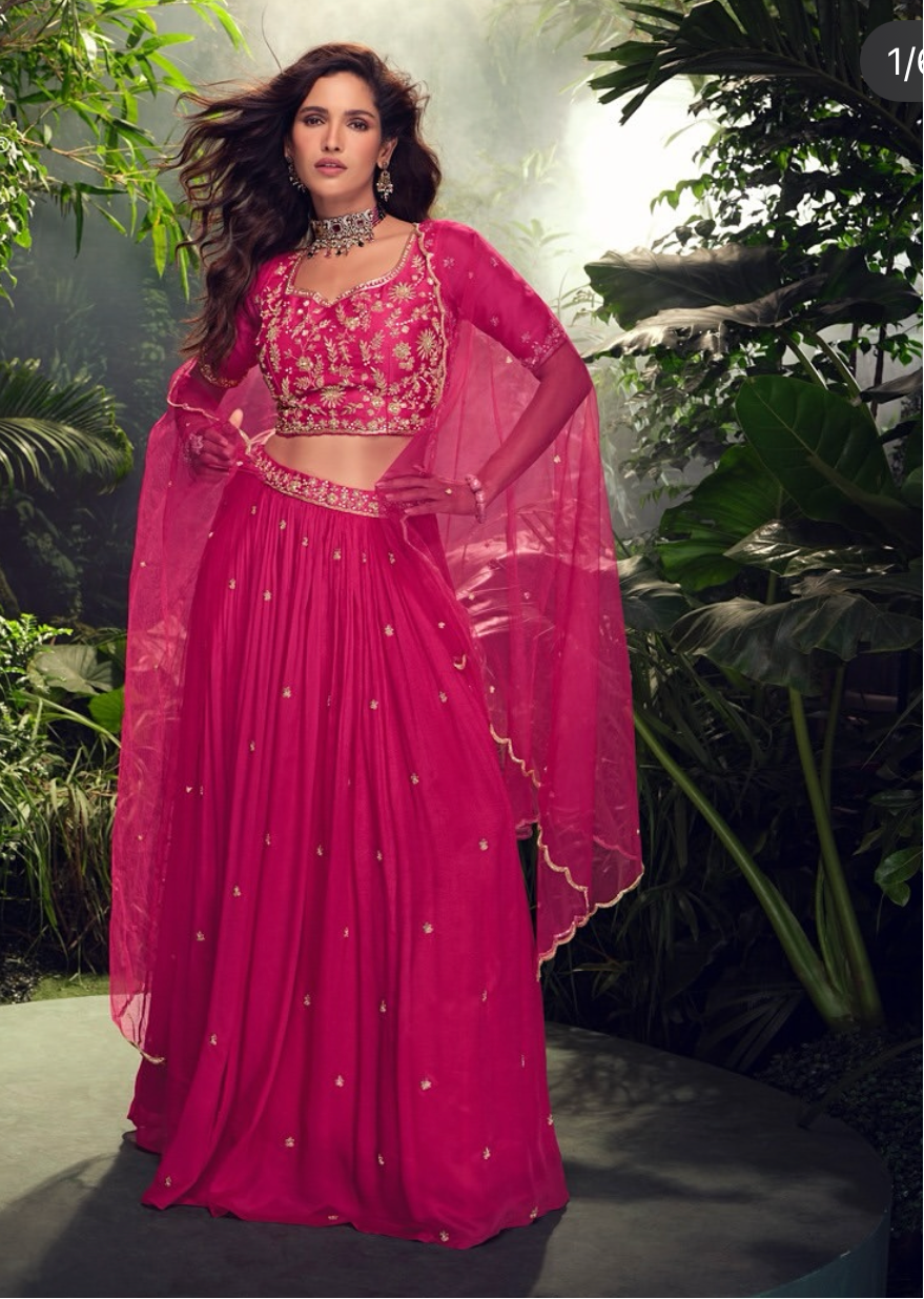 Pink Embroidered Tradtional Lehenga Set