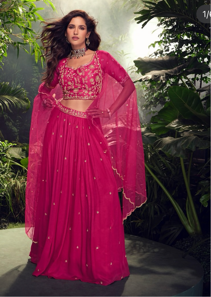 Pink Embroidered Tradtional Lehenga Set