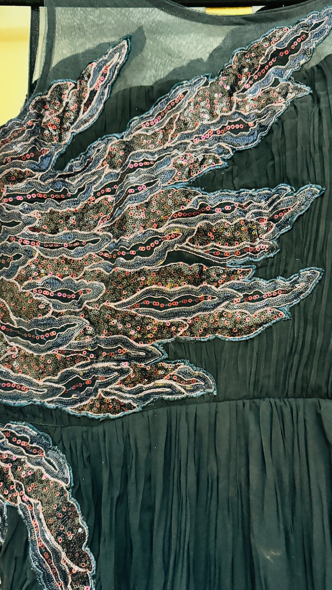 Black-Blue Wedding Special Hand Embroidered Gown