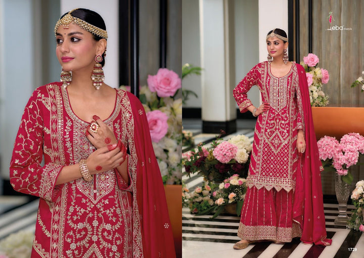 Red Karwachauth Special Party Wear Heavy Embroidered Straight Kurta With Sharara and Dupatta