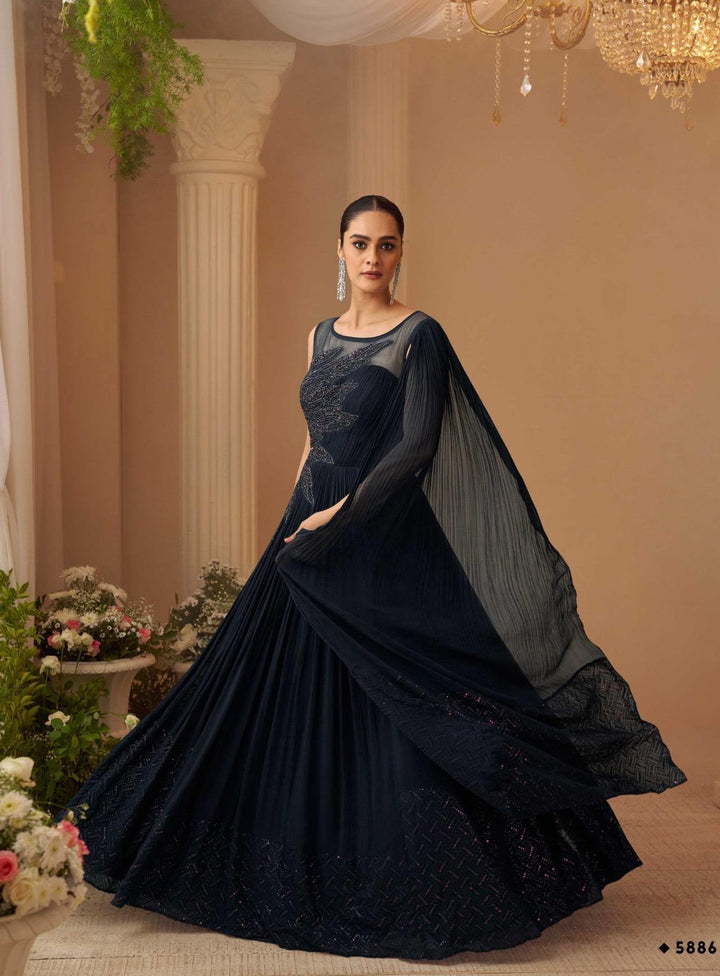 Black Wedding Special Hand Embroidered Gown