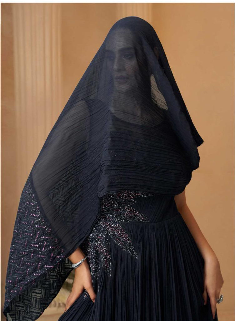 Black Wedding Special Hand Embroidered Gown