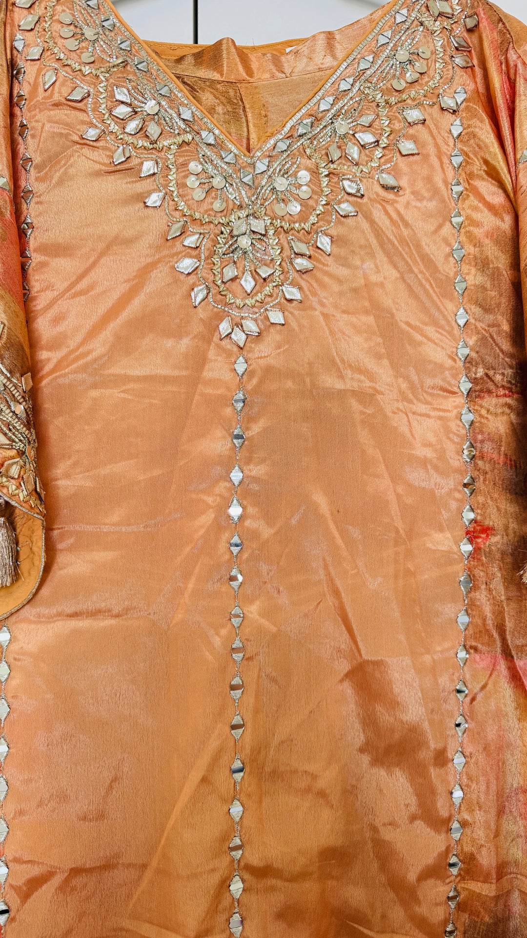 Golden gotta patti party wear sharara kaftan set