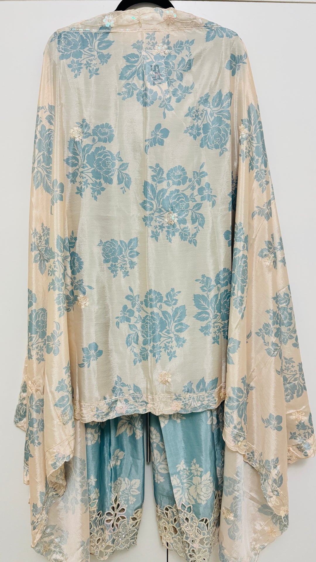 Noor Al Dubai Light Blue Itra Cutwork-Palazzo Set