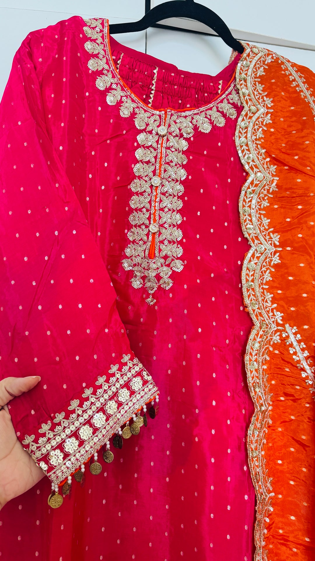 Dubai Blush Hour Embroidered  Palazzo Suit Set