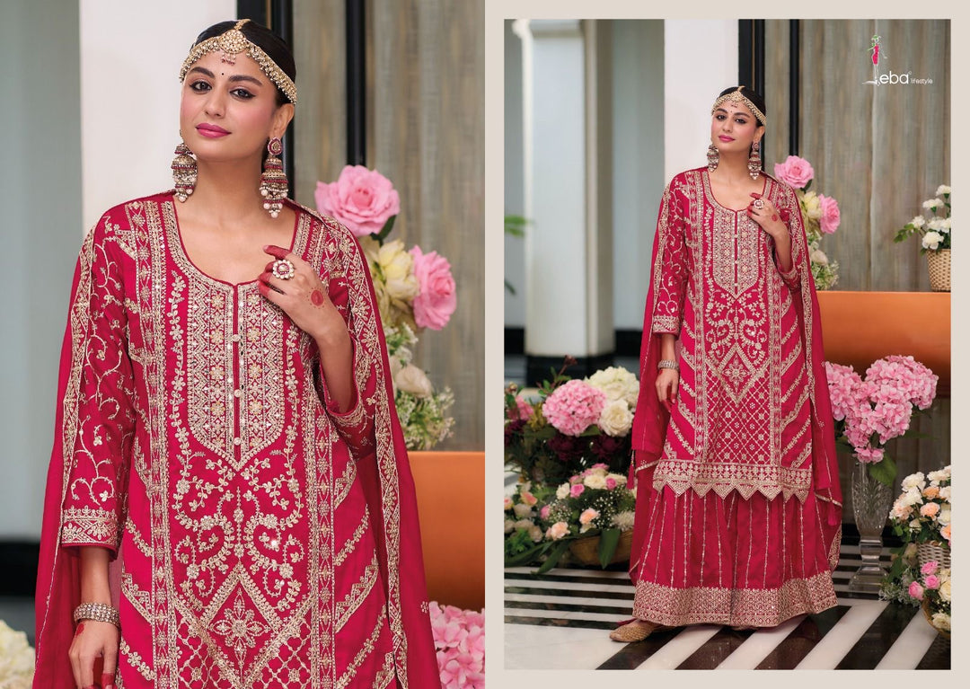 Red Karwachauth Special Party Wear Heavy Embroidered Straight Kurta With Sharara and Dupatta
