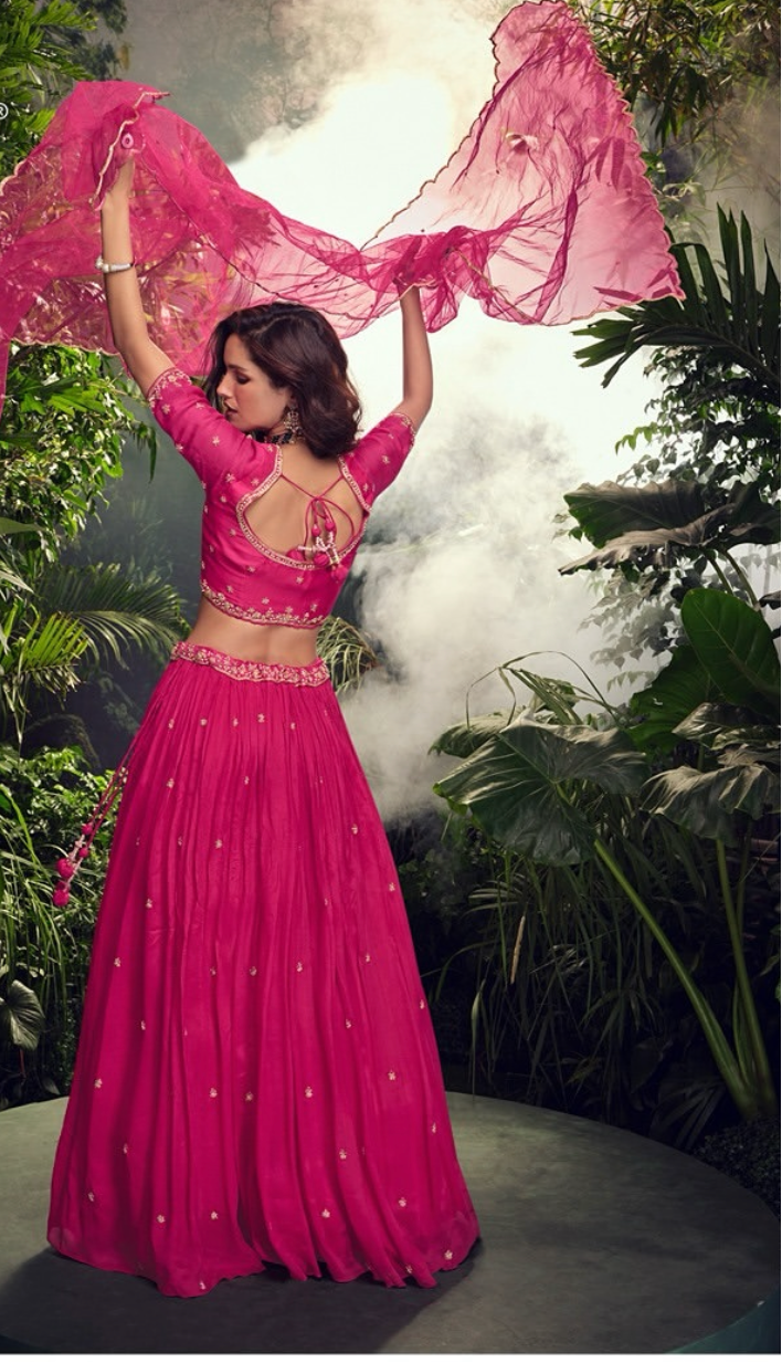 Pink Embroidered Tradtional Lehenga Set