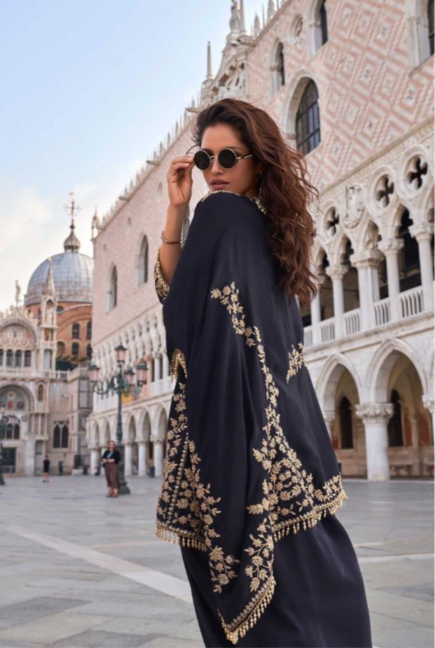Designer Kaftan Style Drape Skirt Party Wear Set