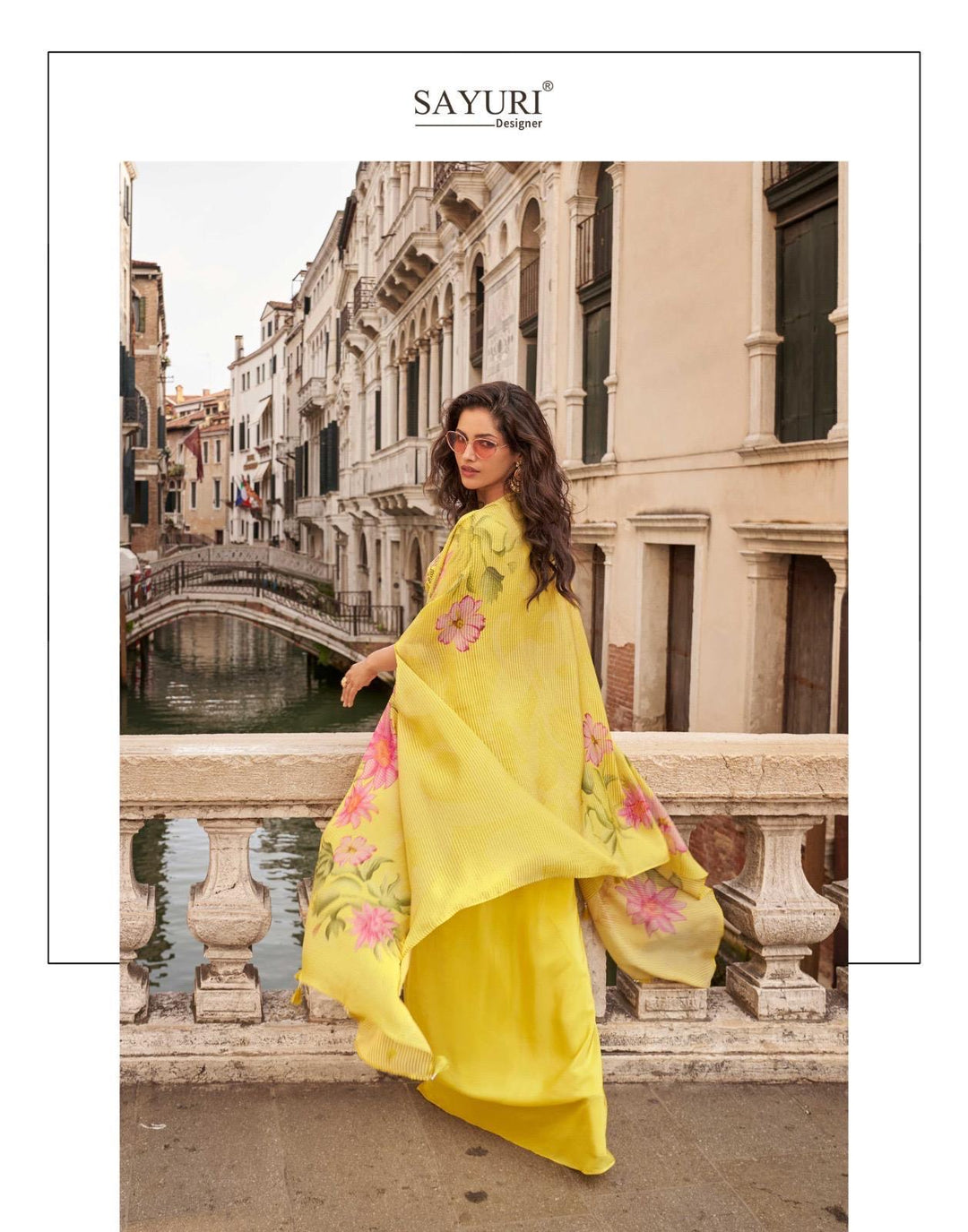 Pink Cape 3 piece Indo Western Drape Skirt Set
