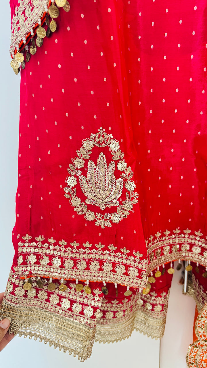 Dubai Blush Hour Embroidered  Palazzo Suit Set