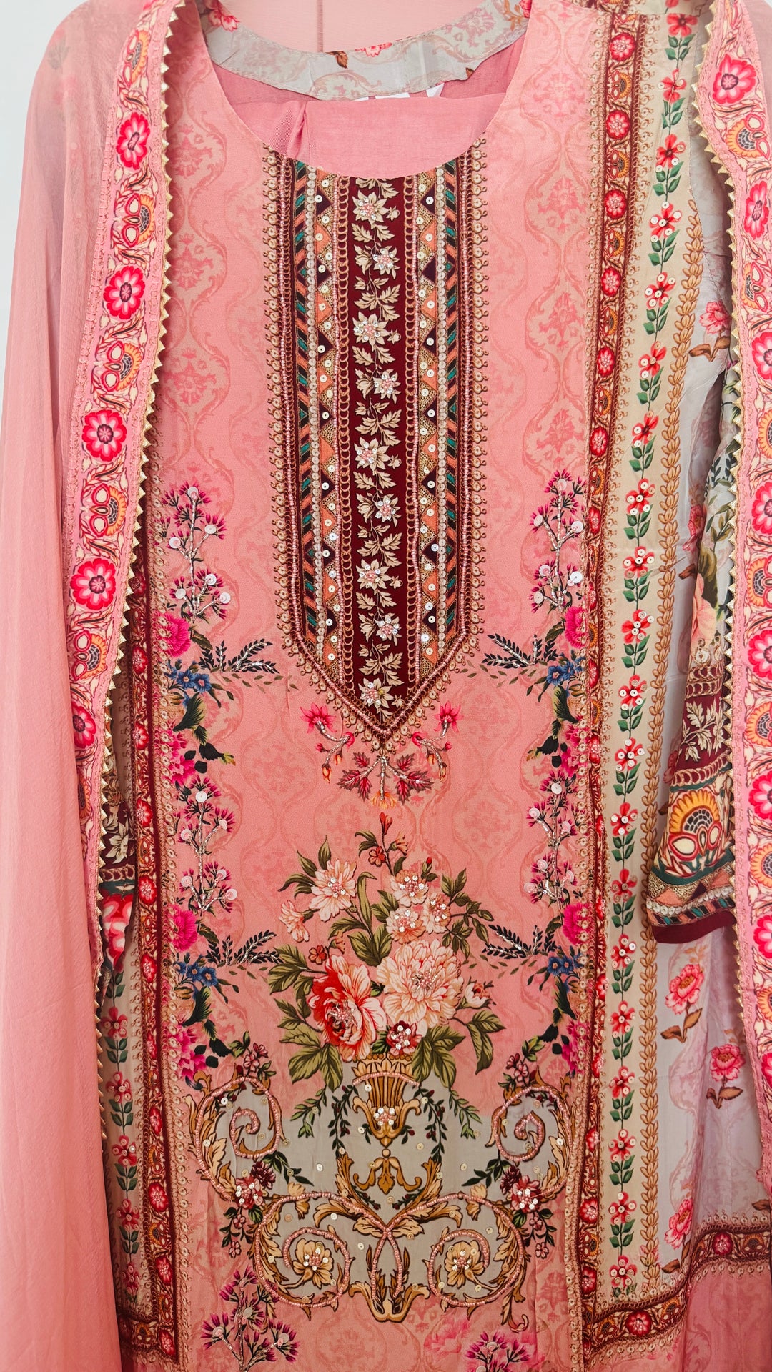 Layali Pink Blush Printed Pakistani Suit Set