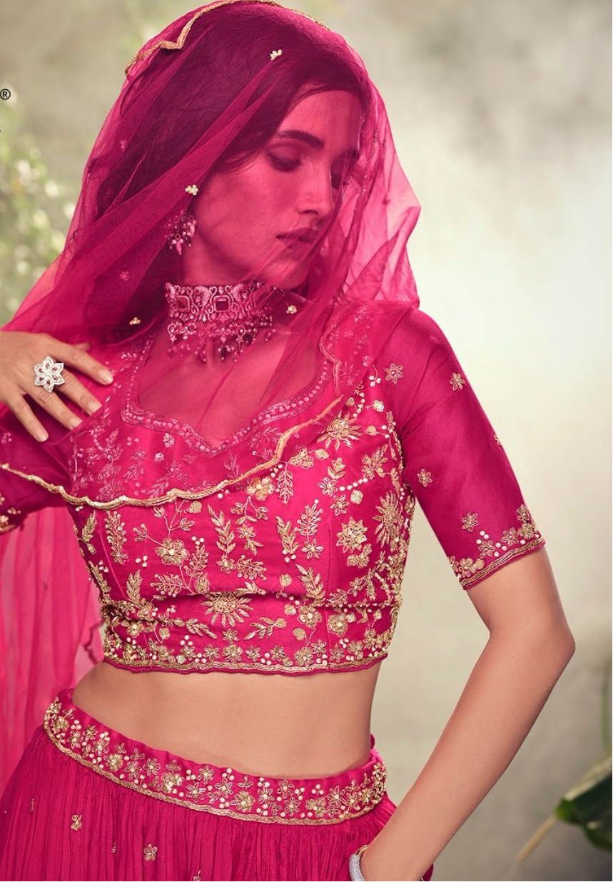 Pink Embroidered Tradtional Lehenga Set