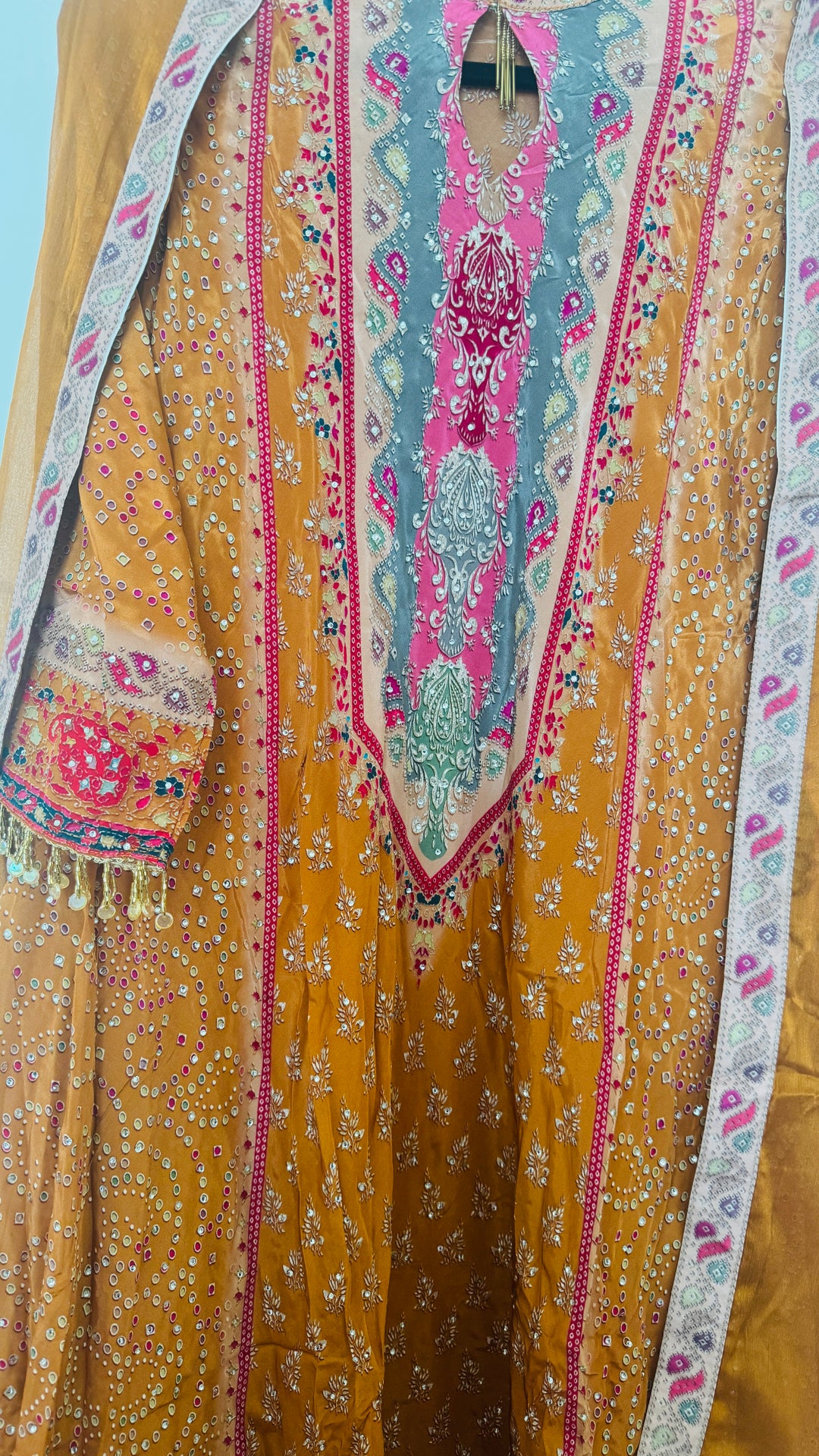 Madinath Orange Crepe-Anarkali Set