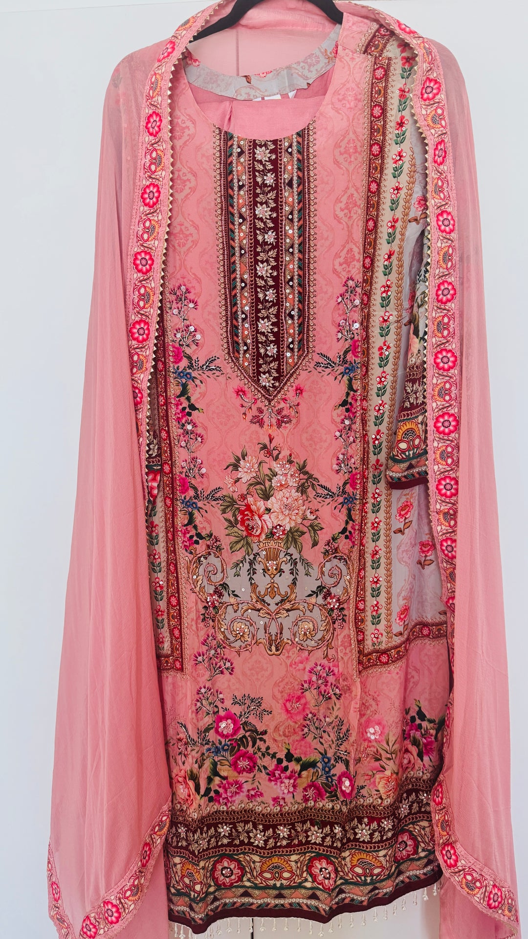 Layali Pink Blush Printed Pakistani Suit Set