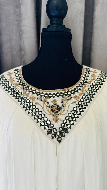Souk Sage Festive Bandhani Green White Top & Skirt Co-ord Set