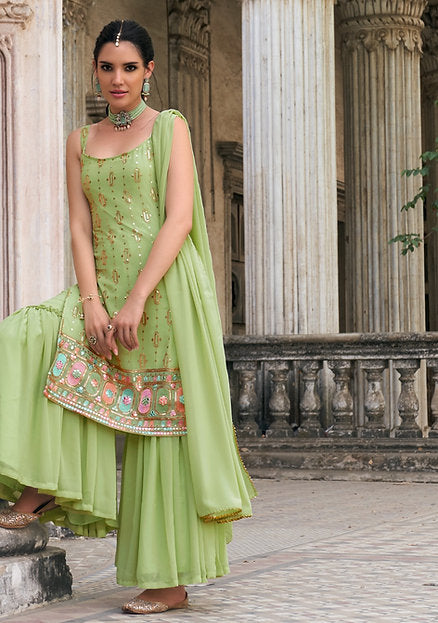 Madinat Charm Multi Embroidered Designer Sharara Party Wear Suit