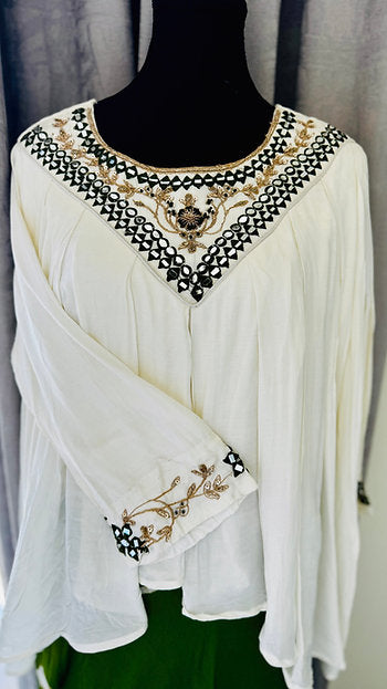 Souk Sage Festive Bandhani Green White Top & Skirt Co-ord Set