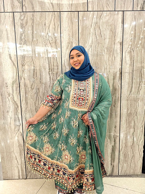 Bling In Barsha Green Trending Wedding Anarkali Pants Suit Set