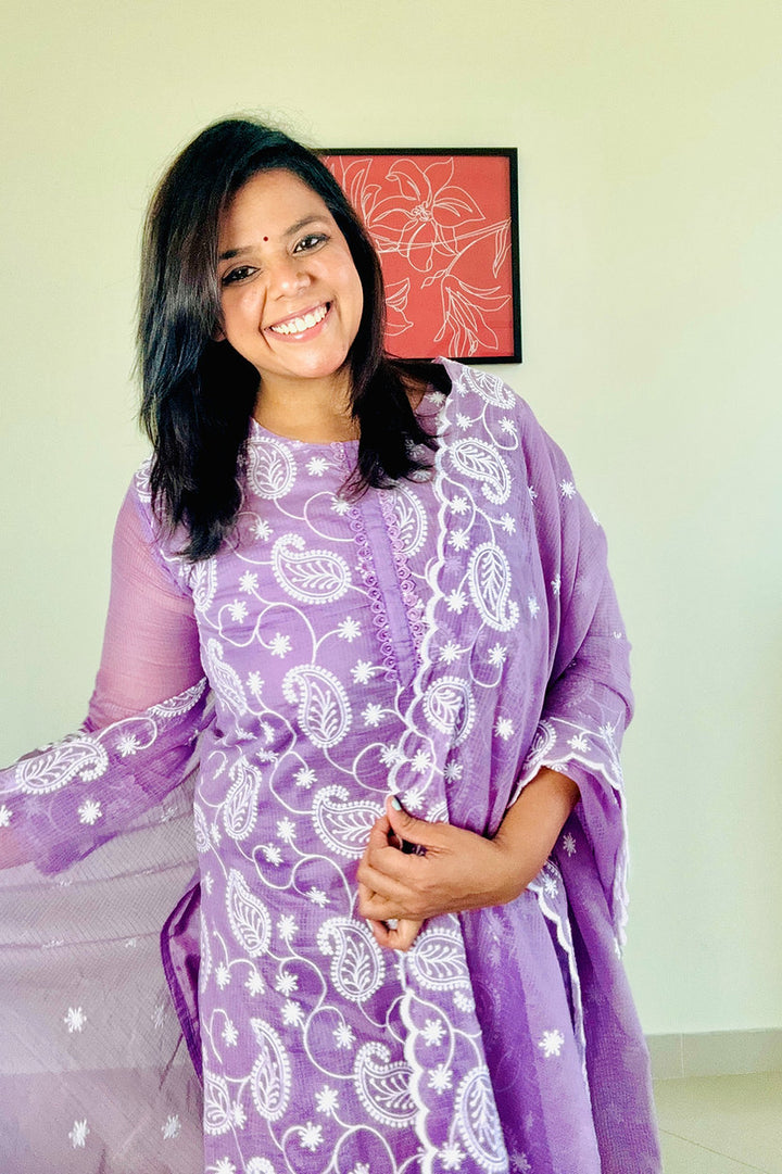 Cotton Chikankari Kurta Pant Set