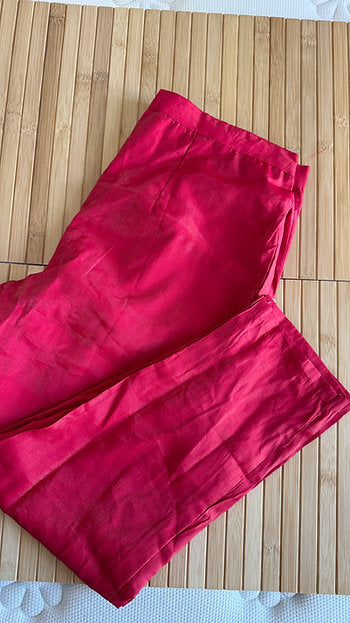 Red Golden Shimmer Crepe Gotta Kaftan Co-ord Set