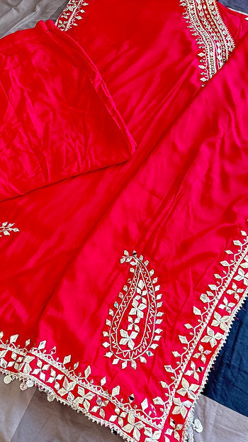 Indo-Western Festive Kaftan Set with Silver Gotta Embroidery