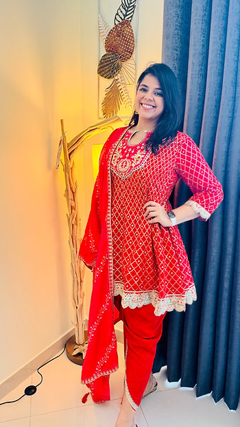 Bur Dubai Bijou Bridal Red Embroidered Designer Wedding Wear Dhoti Style Suit