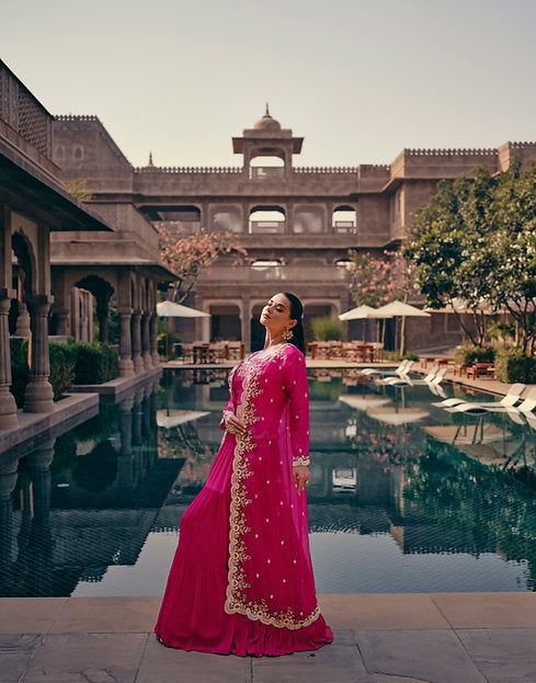 Zabeel Bloom Indowestern Lehenga Choli With Jacket Stylish Wedding Wear