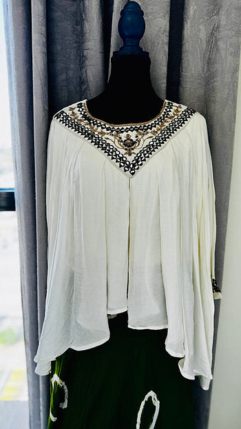 Souk Sage Festive Bandhani Green White Top & Skirt Co-ord Set